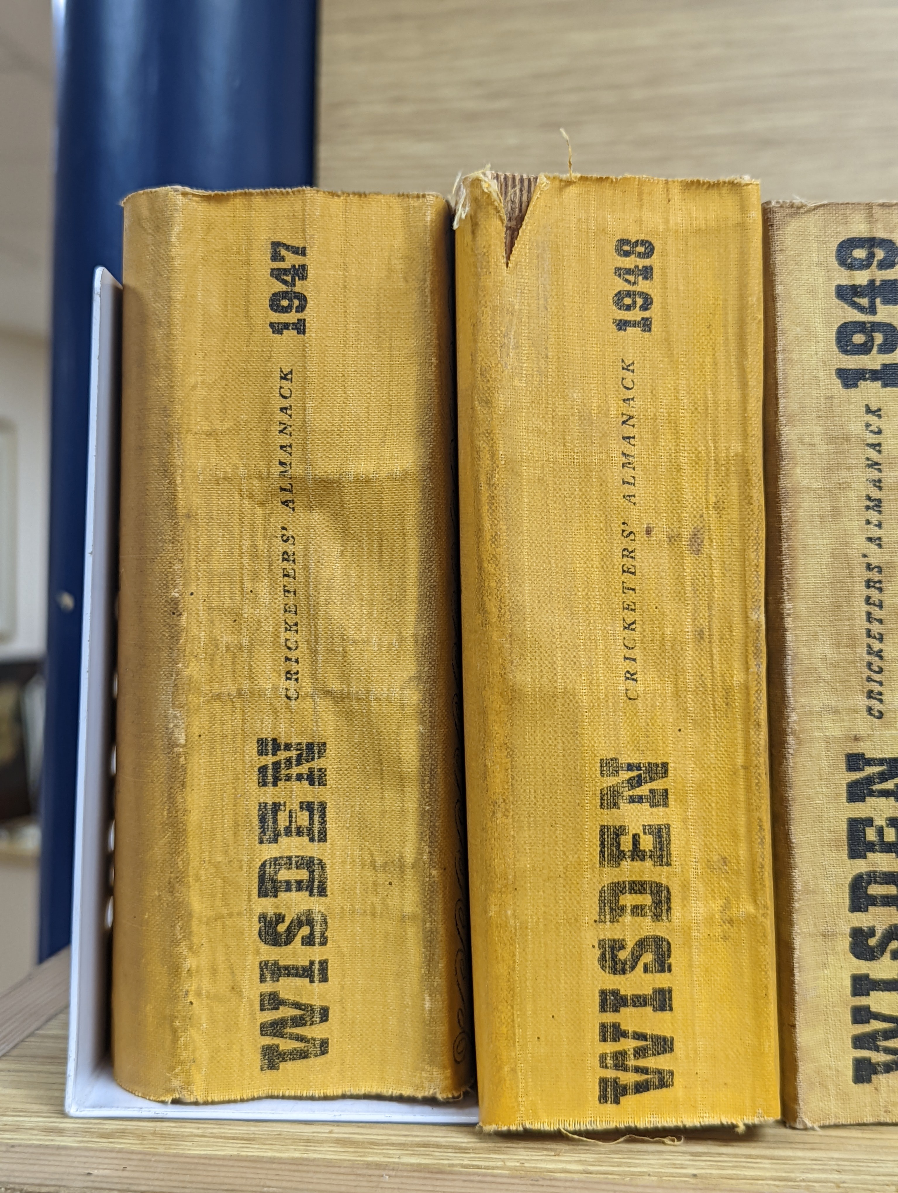 Wisdens Almanack, 73 volumes, 1947-1964, 1966-2020 and one other Wisden edition “On the Ashes”.